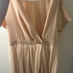 Elegant Cream V-Neck Dress